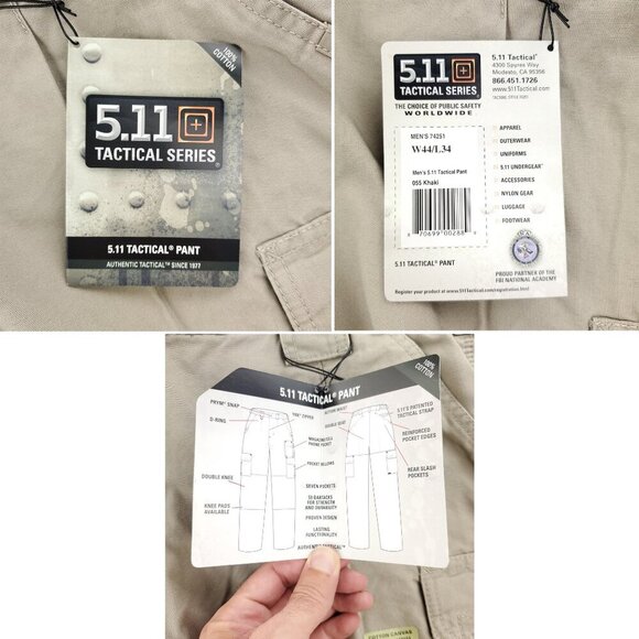 5.11 Tactical Series Cargo Pants Canvas Khaki 74251 Men's "44x32" Real 42x33 NWT - Picture 4 of 12